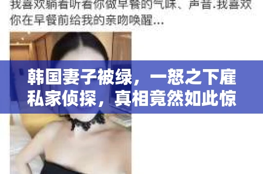 韩国妻子被绿，一怒之下雇私家侦探，真相竟然如此惊人……