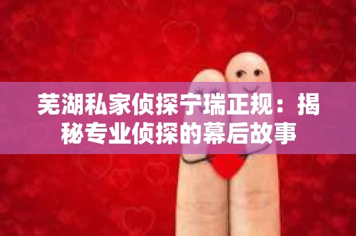 芜湖私家侦探宁瑞正规：揭秘专业侦探的幕后故事
